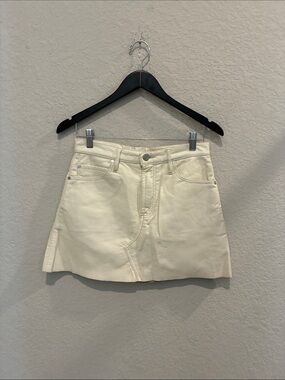Frame Leather Cream Mini Skirt